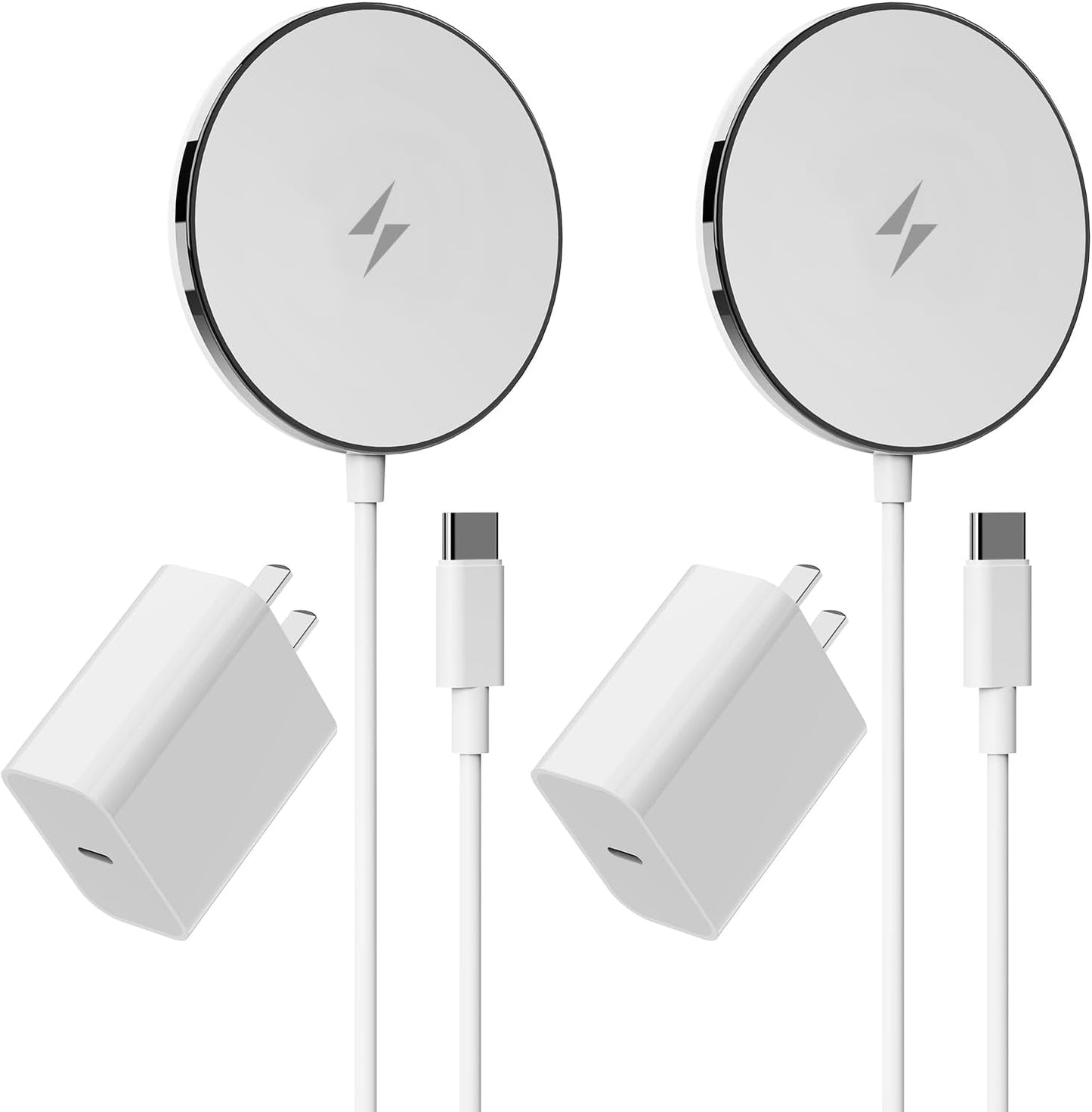 2025 Apple 15W Mag-Safe Charger （2 Pack） 4FT Magnetic Wireless Charger with 20W Fast Charging Block Compatible with iPhone17/16/15/14/13/12 Series & AirPods 4/3/2/Pro/for iPhone Wireless Charger Stand