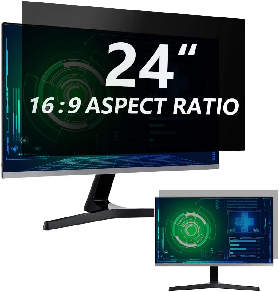 [3 Pack] Computer Privacy Screen 24 Inch for 16:9 Widescreen Monitor, Removable Eye Protection Anti Glare Blue Light Computer Screen Privacy Shield, Data Confidentiality Shield Privacy Screen 24 in