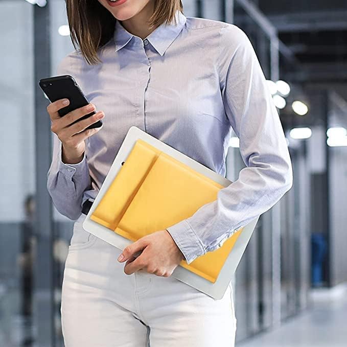 Fuxury Kraft Bubble Mailer 4x8" 800Pack Strong Adhesion Padded Envelopes Thick Bubble Envelopes Usable Size 4x7" Waterproof Cushioned Padded Mailers Packaging for Small Business #000 Yellow