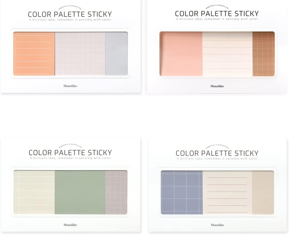 Monolike Color Palette Sticky Plan 30p B Set 4P - Self-Adhesive Memo Pad 30 Sheets