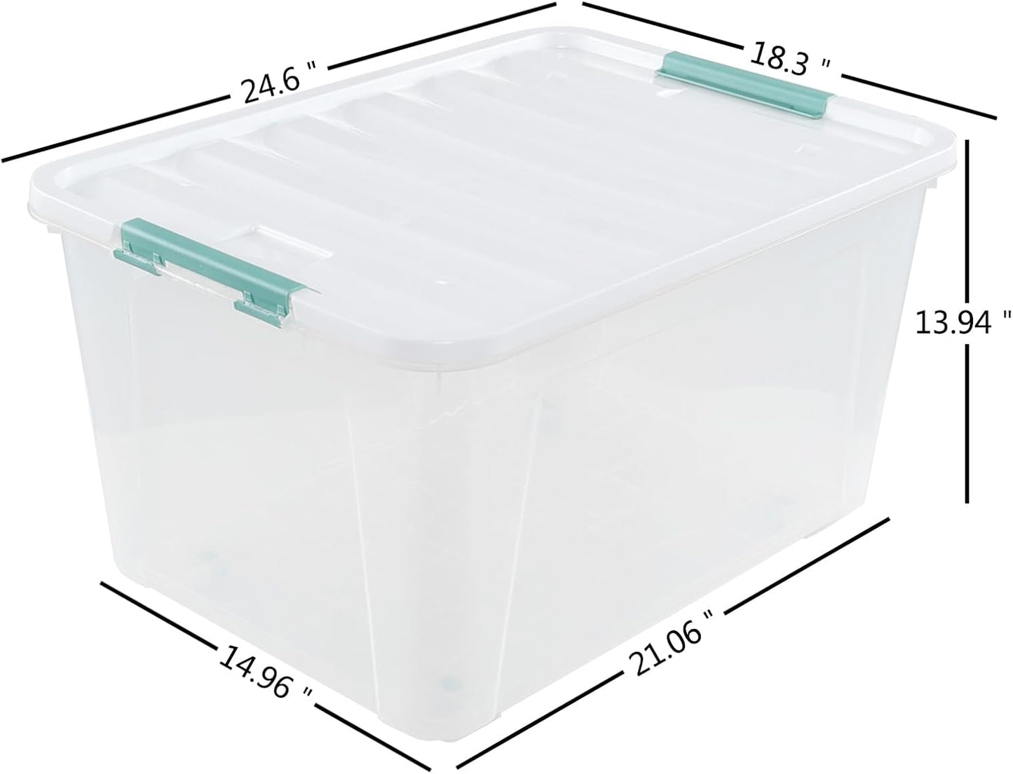 Gloreen 4 Pack Large Plastic Storage Bin with Lid, 85 Quart Latching Storage Box with Wheels