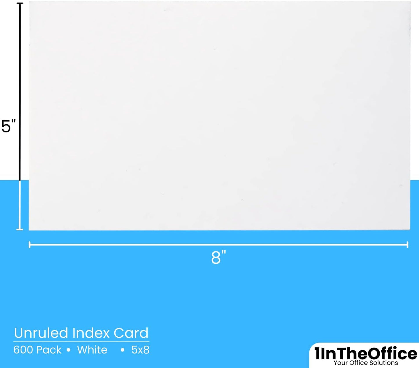 1InTheOffice Index Cards 5x8 blank, Flash Card, Unruled Note Cards 5x8, White, 600-Pack