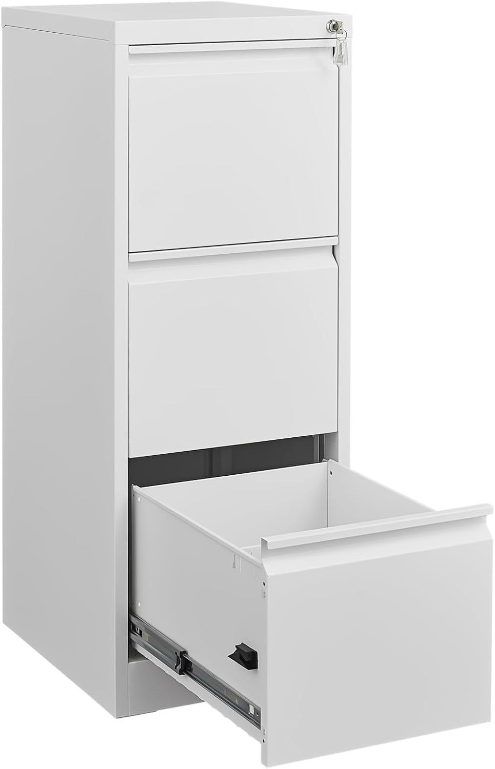 3 Drawer File Cabinet with Lock, Vertical File Cabinets for Home Office, Metal Filing Cabinets, Heavy Duty Steel Lockable Filing Storage Cabinet for Letter/Legal/A4/F4 Size Files, White