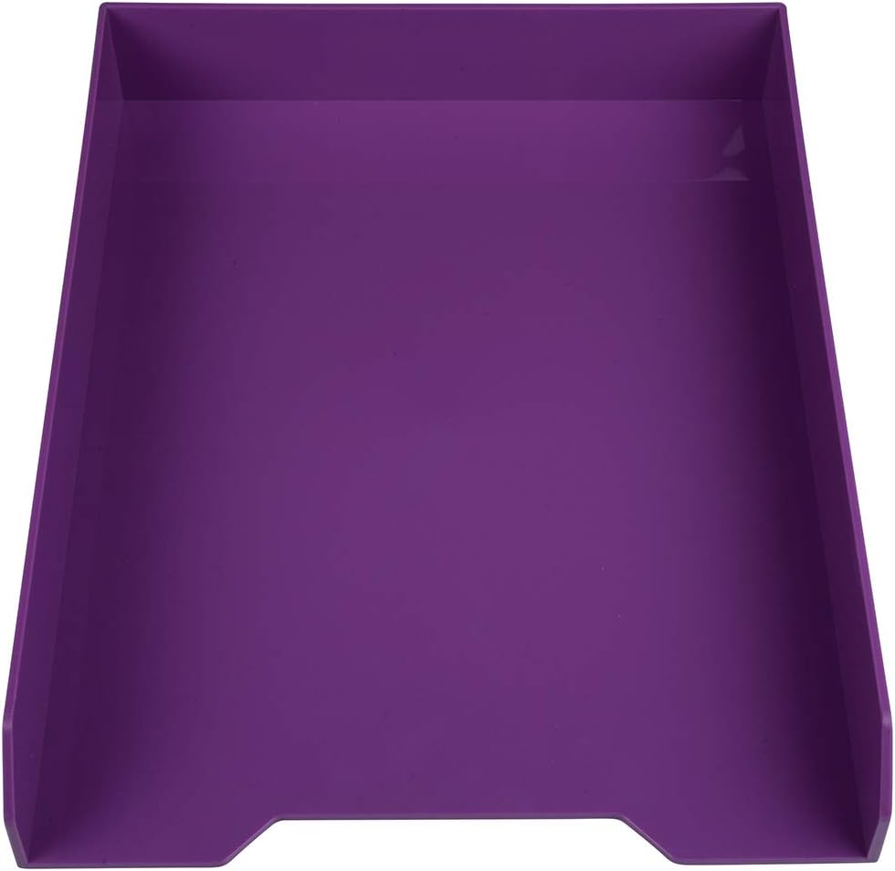 JAM PAPER Stackable Paper Trays - Purple - Desktop Document, Letter, & File Organizer Tray - 2/Pack