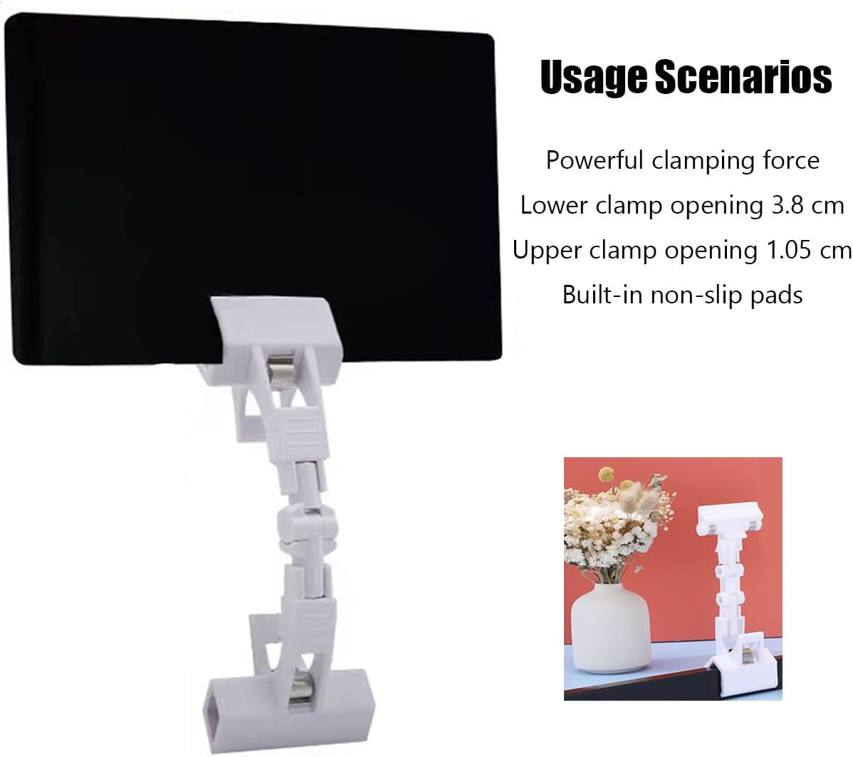 5pcs Sign Clips Clip Holder Sign Holder Clip Paper Holder for Table Top Clip On Sign for Paper Holder Computer Monitor Handy Artist Supplies Holder(5pcs White)