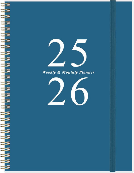 2025-2026 Planner - Weekly & Monthly Planner Spiral Bound, Planner 2025-2026 from July 2025 - June 2026 with Monthly Tabs, Inner Pocke, 8.5" x 11", Dark Blue