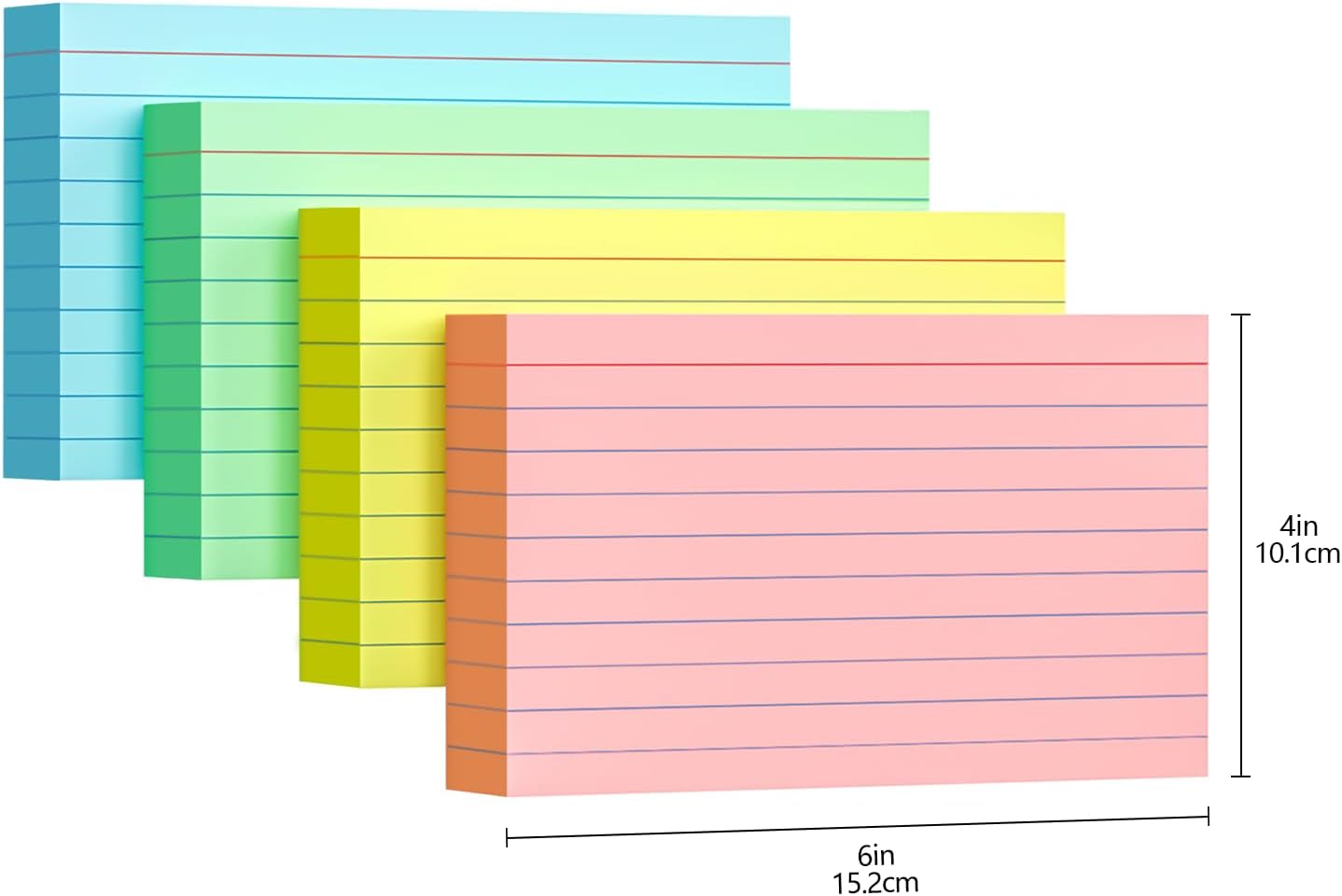 Colored Index Cards 4x6, 160 Pack, Flash Cards for Studying, 66LB Heavy Note Cards for Office, Home and School，Four Colors, Each Color Individually Wrapped, 40 Pack Per Package