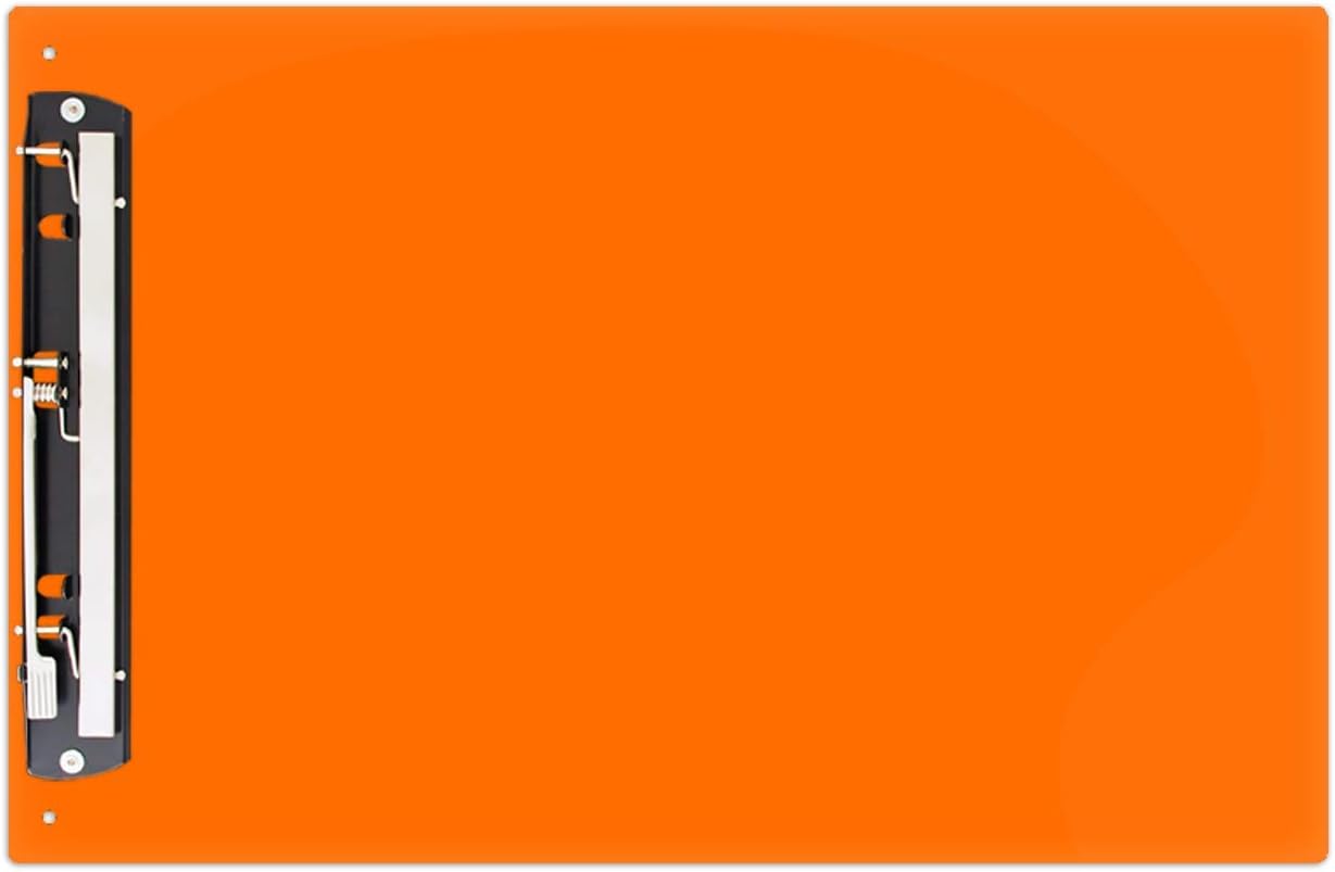 13x19 Clipboard Acrylic Panel Featuring an 11" Hinge Clip Orange