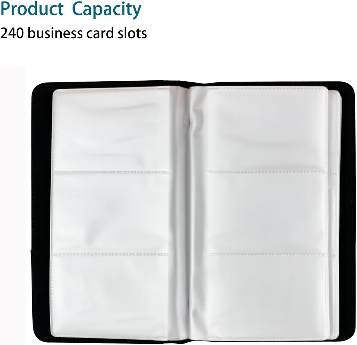 Leather Professional Business Card Holder Book Organizer, 240 Card Slots Capacity Booklet, Premium PU Name Cards Storage Folder with Soft Cover, Credit Card Binder Holder for Men/Women (Black)