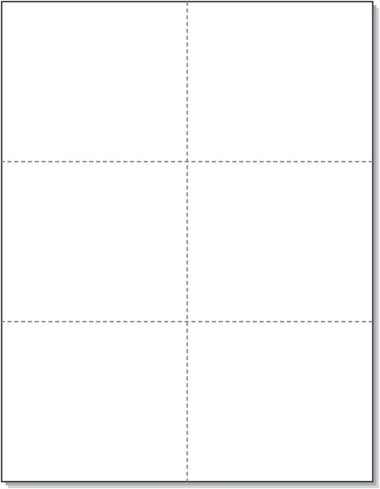 Laser Printer Blank Perforated Cards - 6 up per Page, for School, Wedding & Inventory Tags (6000 White Cards)