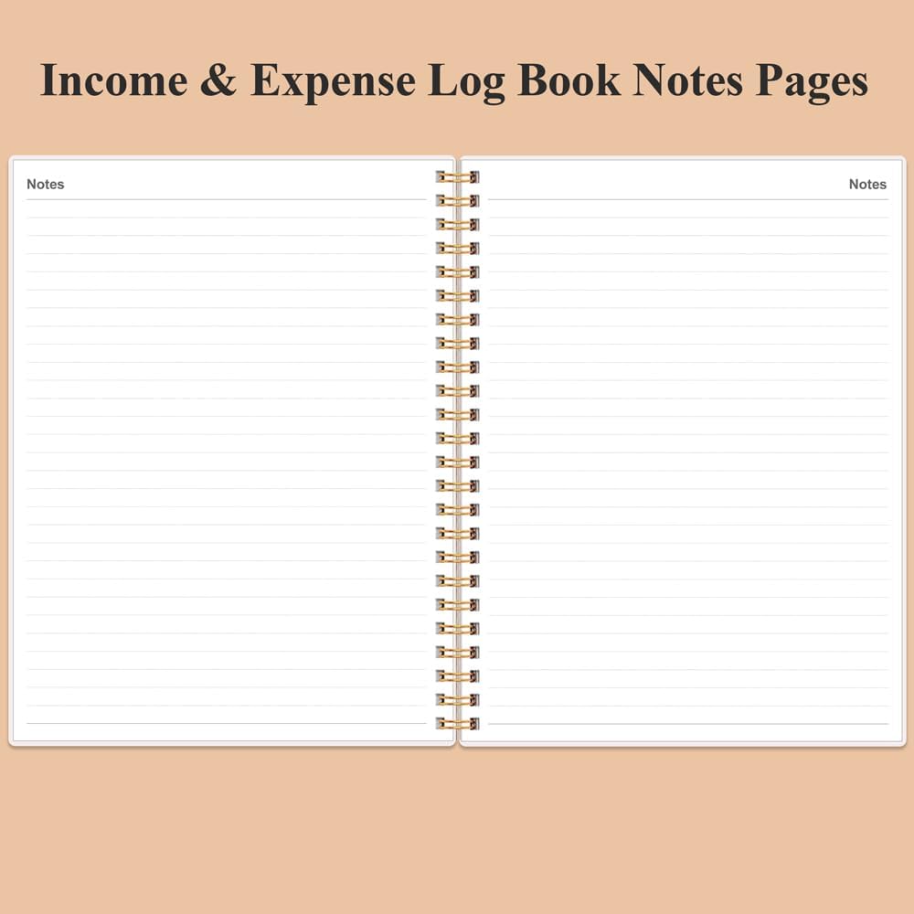 Heveboik Income & Expense Log Book - A4 Income and Expense Tracker for Small Business, Accounting Bookkeeping Tracking for Woman and Man, 8" x 10.5", Rose Leaf