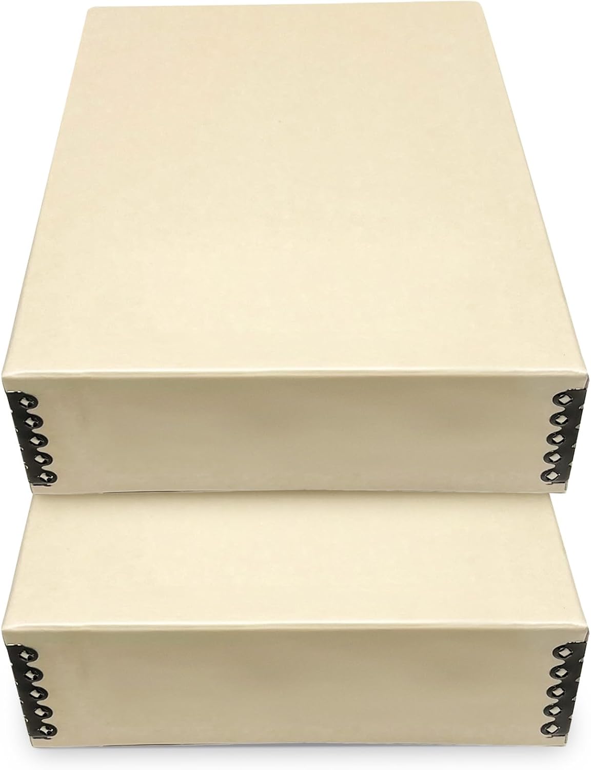 Golden State Art, Archival Storage Box, Acid-Free Drop Front Museum Box with Metal Edge for Storing Artwork Photos Documents Prints Arts and Crafts (Tan-8.75x10.75x3 Inches) Pack of 2
