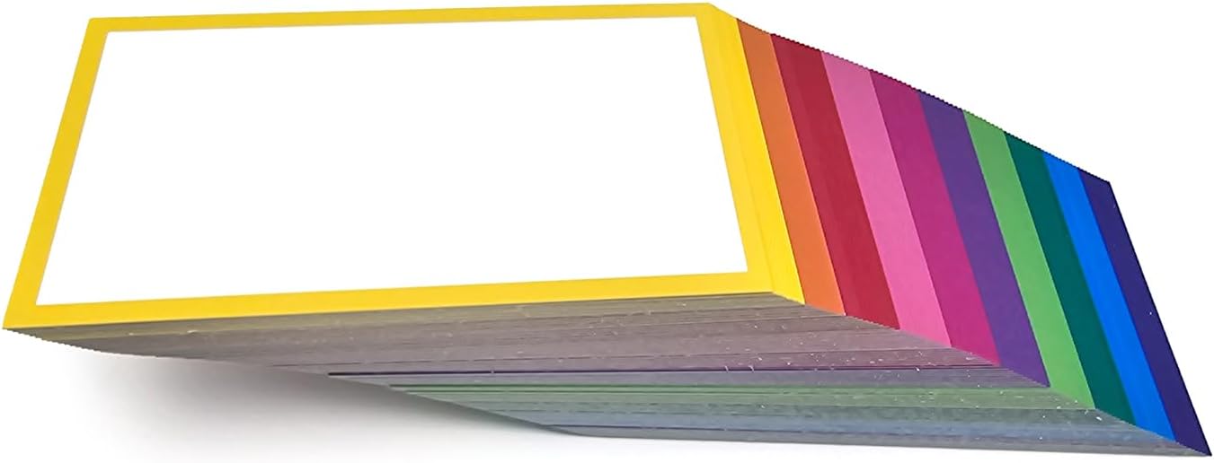 PPAPPAPPIYO 3.5x2 Decorative Color Index Cards / (Set of 100) Blank index cards 260gsm (Multicolor)