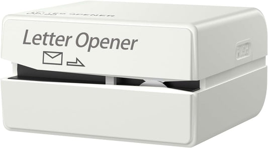 Battery Operated Electric Letter Opener - Portable Efficient Electric Envelope Opener, Mail Opener, Universal Mail Cutter Tool for Office & Home Use, White