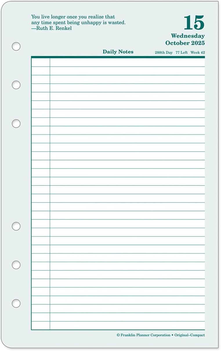 FranklinCovey - Original Two Page Per Day Ring-Bound Planner (Compact, Oct 2025 - Sep 2026)