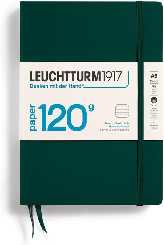 LEUCHTTURM1917 - 120G Special Edition - Medium A5 Ruled Hardcover Notebook (Forest Green) - 203 Numbered Pages with 120gsm Paper