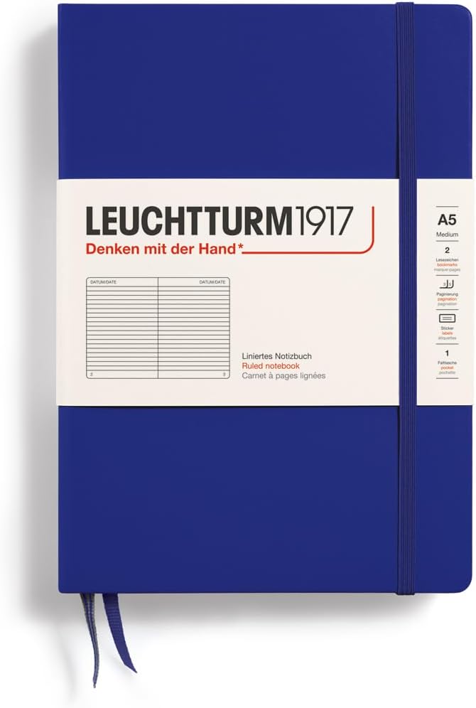 LEUCHTTURM1917 - Notebook Hardcover Medium A5-251 Numbered Pages for Writing and Journaling (Ink, Ruled)