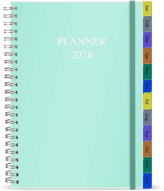 2026 Planner - Weekly & Monthly Planner Runs January 2026 to December 2026, 6.25" x 8.25", 12 Monthly Tabs, 14 Notes Pages, Inner Pocket, Flexible Cover with Twin-Wire Binding, Planners 2026
