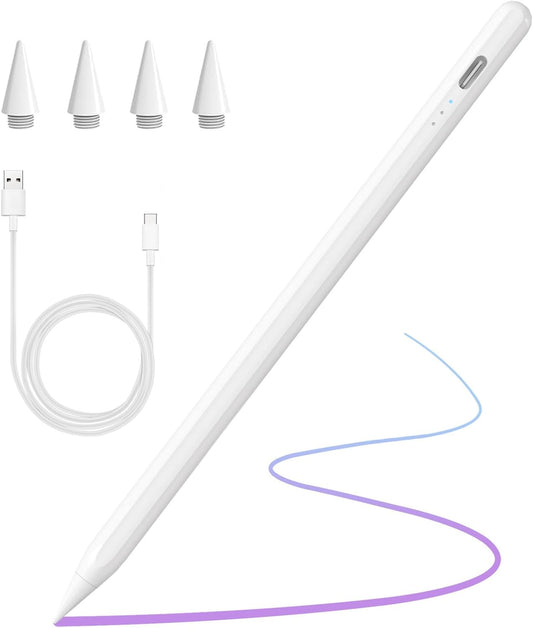 Stylus Pen for iPad 2018-2025 with Palm Rejection, Active Pencil for iPad 10th/9th/8th/7th/6th Generation, for iPad Pro 11/12.9 inch, for iPad Air 5th/4th/3th Gen, for iPad Mini 6th/5th Gen (White)