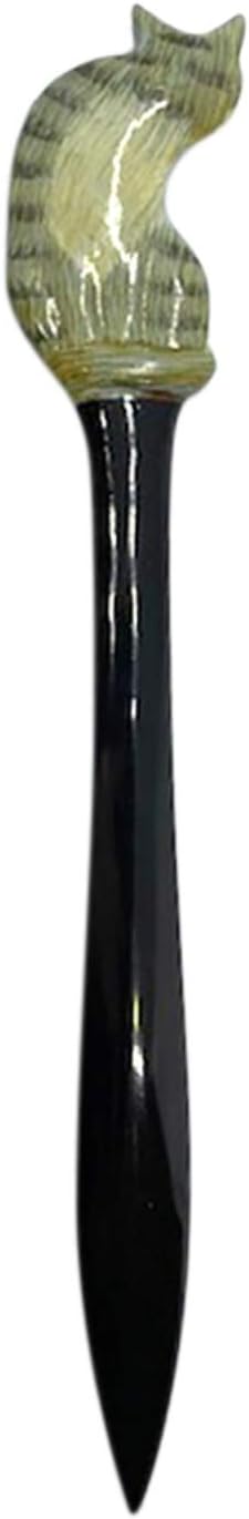 Mad Mags Cute Cat Letter Opener, Hand Painted Gray and Black Mail Envelope Slitter, Gift for Kitten Lover, 8 1/4 Inch