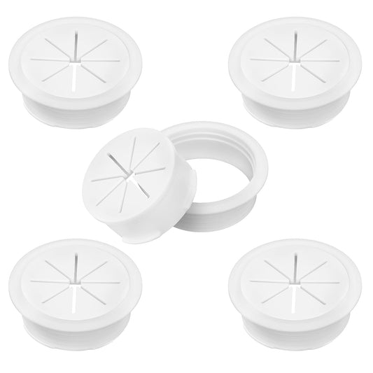 2" White Desk Grommet, JTemgle Flexible Cable Grommet Plastic Cable Hole Cover Wire Organizer Caps Desktop Cord Management for Home Office TV Stands Tabletops, 5 Pieces