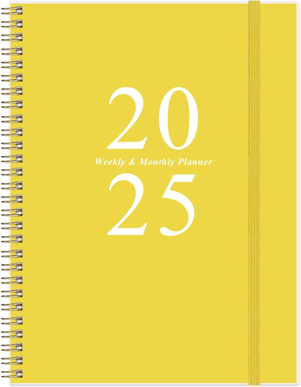 2025 Planner - Planner 2025 from January 2025 to December 2025 with 12 Monthly Tabs, Flexible Cover, Inner Pocket, 8.5" x 11", Yellow