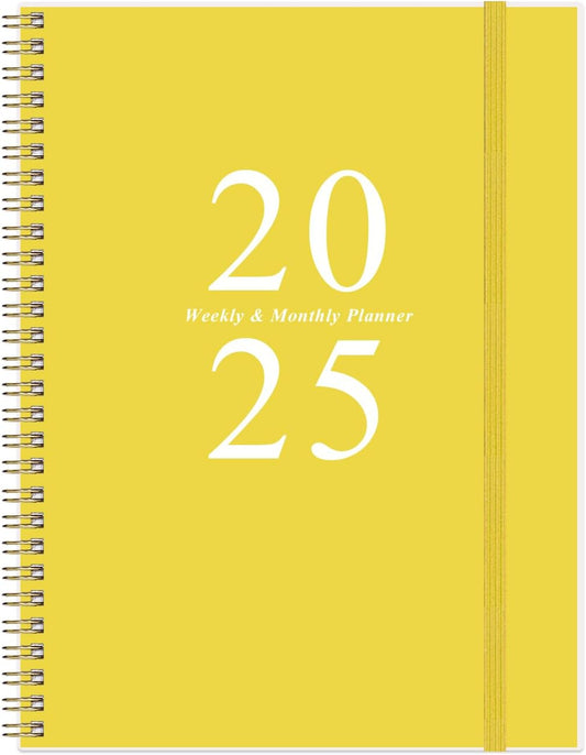 2025 Planner - Planner 2025 from January 2025 to December 2025 with 12 Monthly Tabs, Flexible Cover, Inner Pocket, 8.5" x 11", Yellow