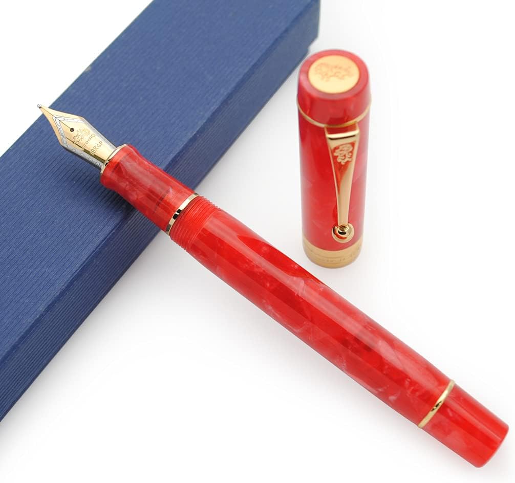 JINHAO 100 Fountain Pen with Ink Converter (Medium Nib 0.7mm, Cherry Red)