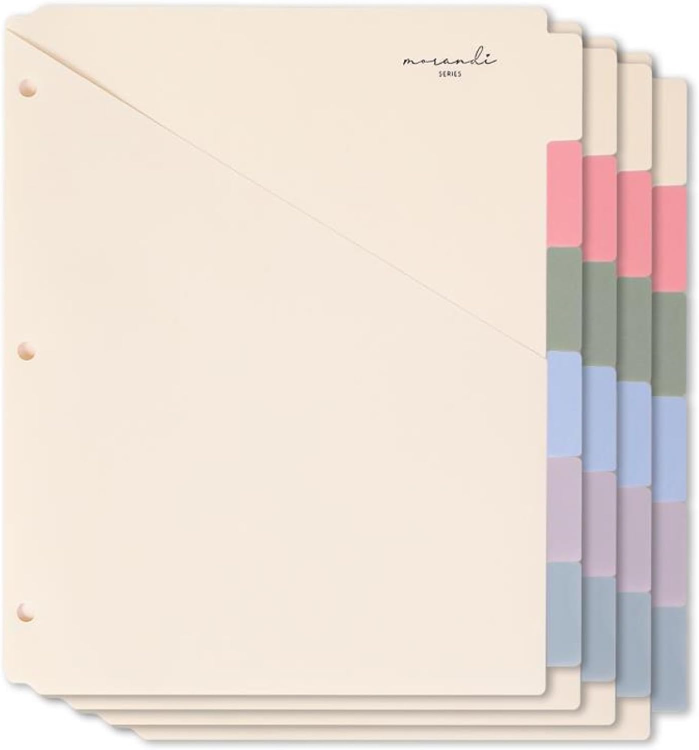 H4D 6-Tab Dividers for 3 Ring Binder, Plastic Dividers with Two Pockets, Letter Size, Morandi Colors, 4 Set