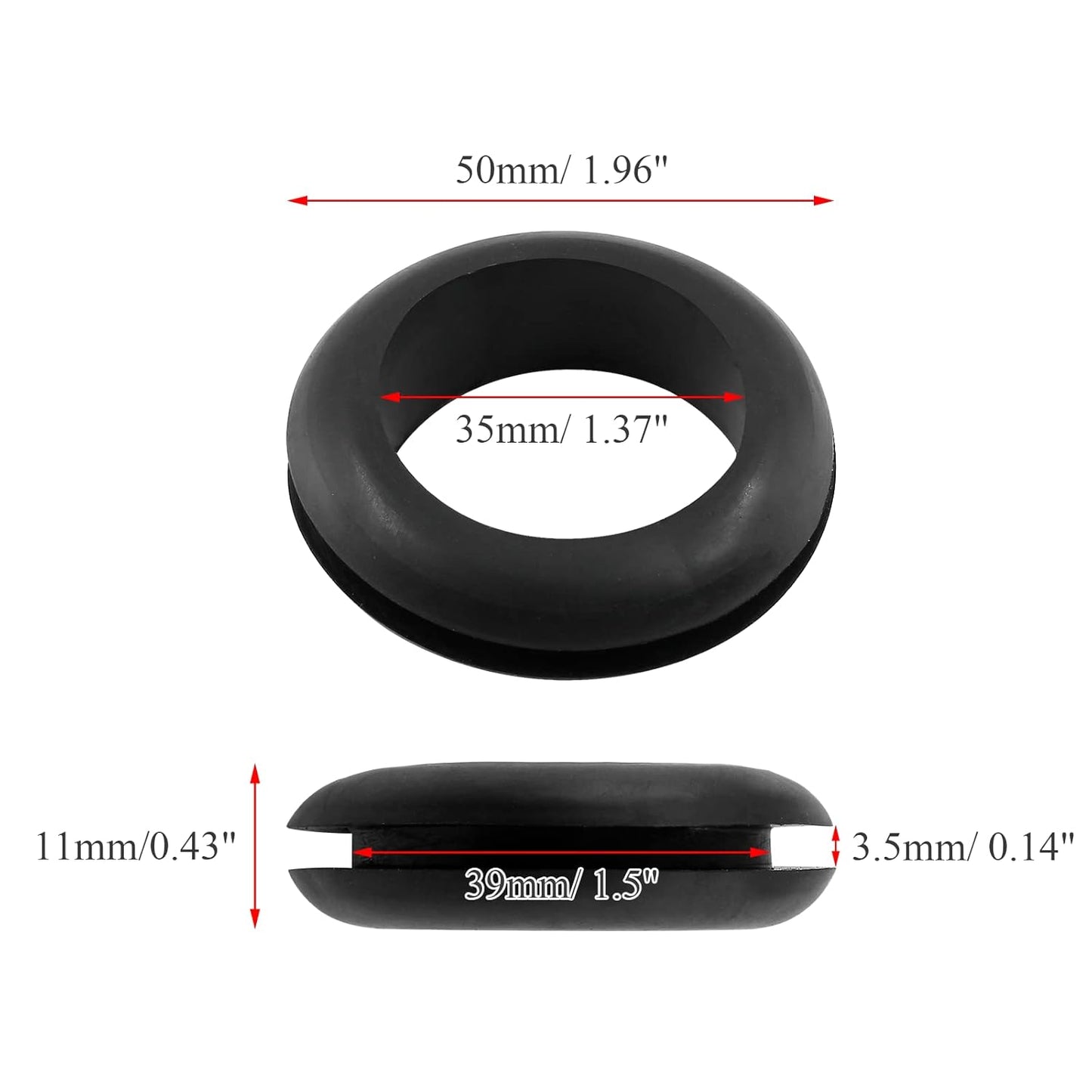 12 Pcs Rubber Grommets, 1-3/8" Inside Diameter 1-1/2" Drill Hole Rubber Wire Grommets for Wire, Firewall, Cables, Plugs