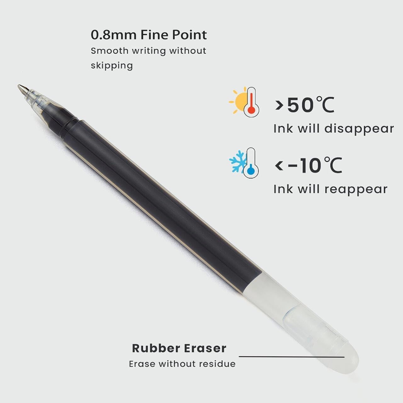 Volcanics Erasable Gel Ink Pens 20 Pack – 7 Black, 7 Blue, 6 Red Heat Erasable Gel Pens, Smooth Writing, No Refill Needed, No Smudge, for School, Office, Journaling, Note Taking