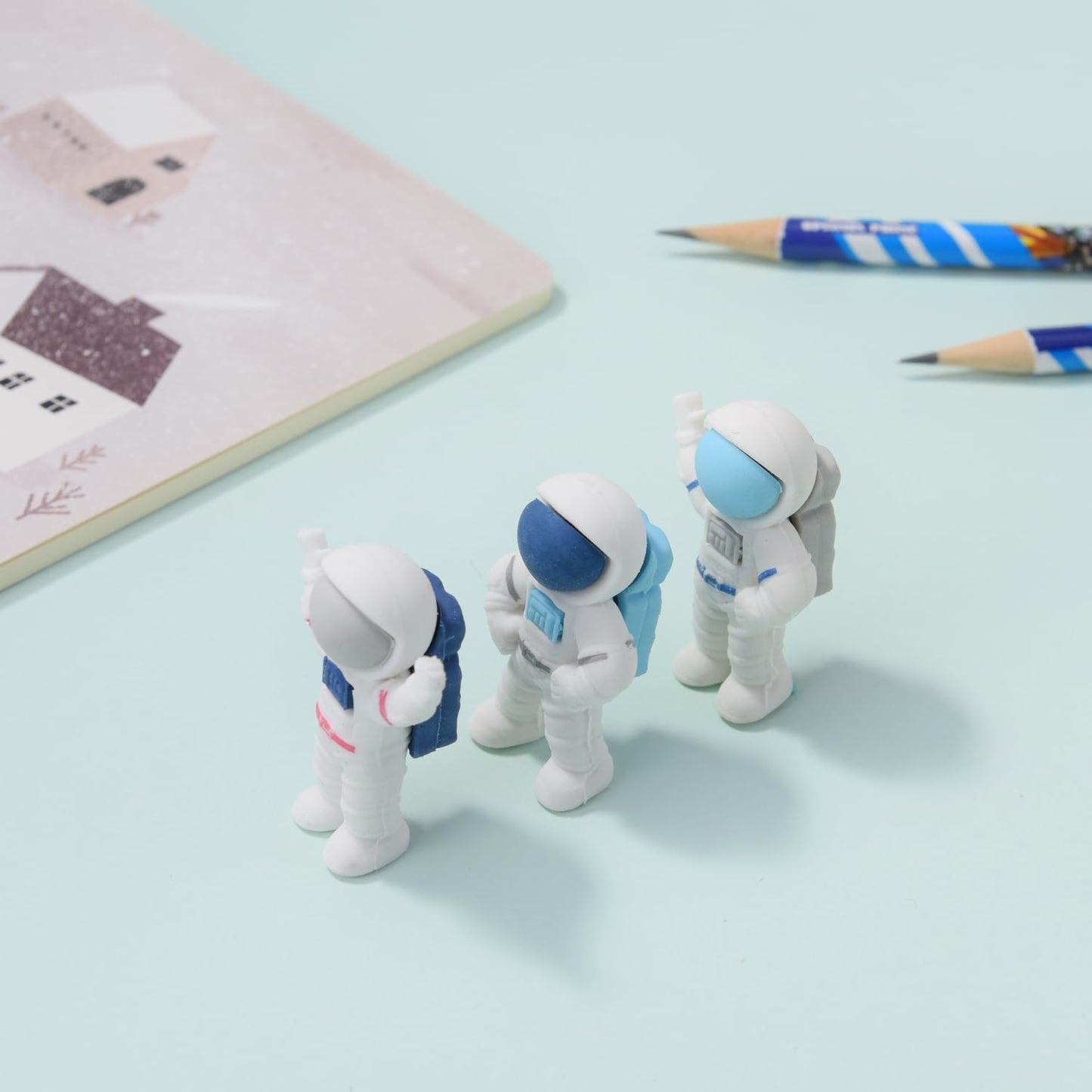 12 Pack 3D Astronaut Erasers for Kids, Boys and Girls - Fun Take Apart School Supplies, Prize Gifts, Party Favors