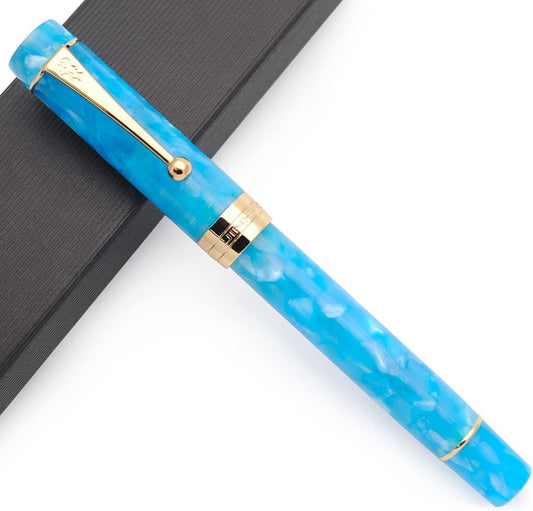 JINHAO 100 Fountain Pen with Ink Converter (Medium Nib 0.7mm, Sky Blue-C)