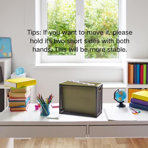 EASEPRES Desk Hanging File Organizer with 5 Folders, Mesh Metal Letter-Size Desktop File Holder Box for Filing Folder Storage Basket, 1 Pack Black, 12.2 x 9.45 x 5.45 inches