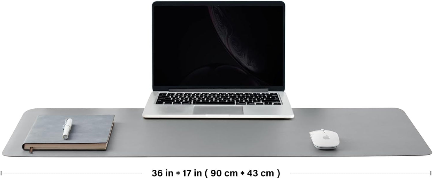 HOMIEAZICOZI Leather Desk Mat - Non-Slip PU Pad for Office and Home Organization Accessories Ideal Large Mouse Mats on Top of Desks (Dark Gray,36''x 17'') (DPD-DGr-L)