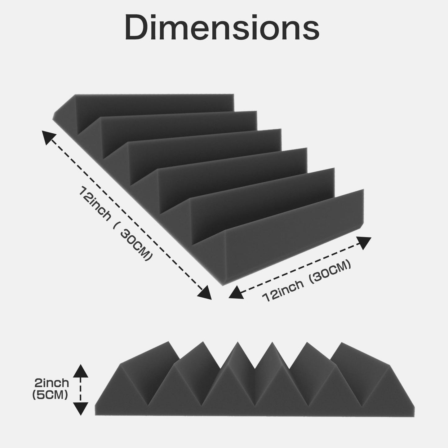 JBER 24 Pack Sound Proof Acoustic Foam Panels, Thicken, 5 X 30 X 30 cm Self-Adhesive Acoustic Wall Paddings for Home Office Studios (Black)