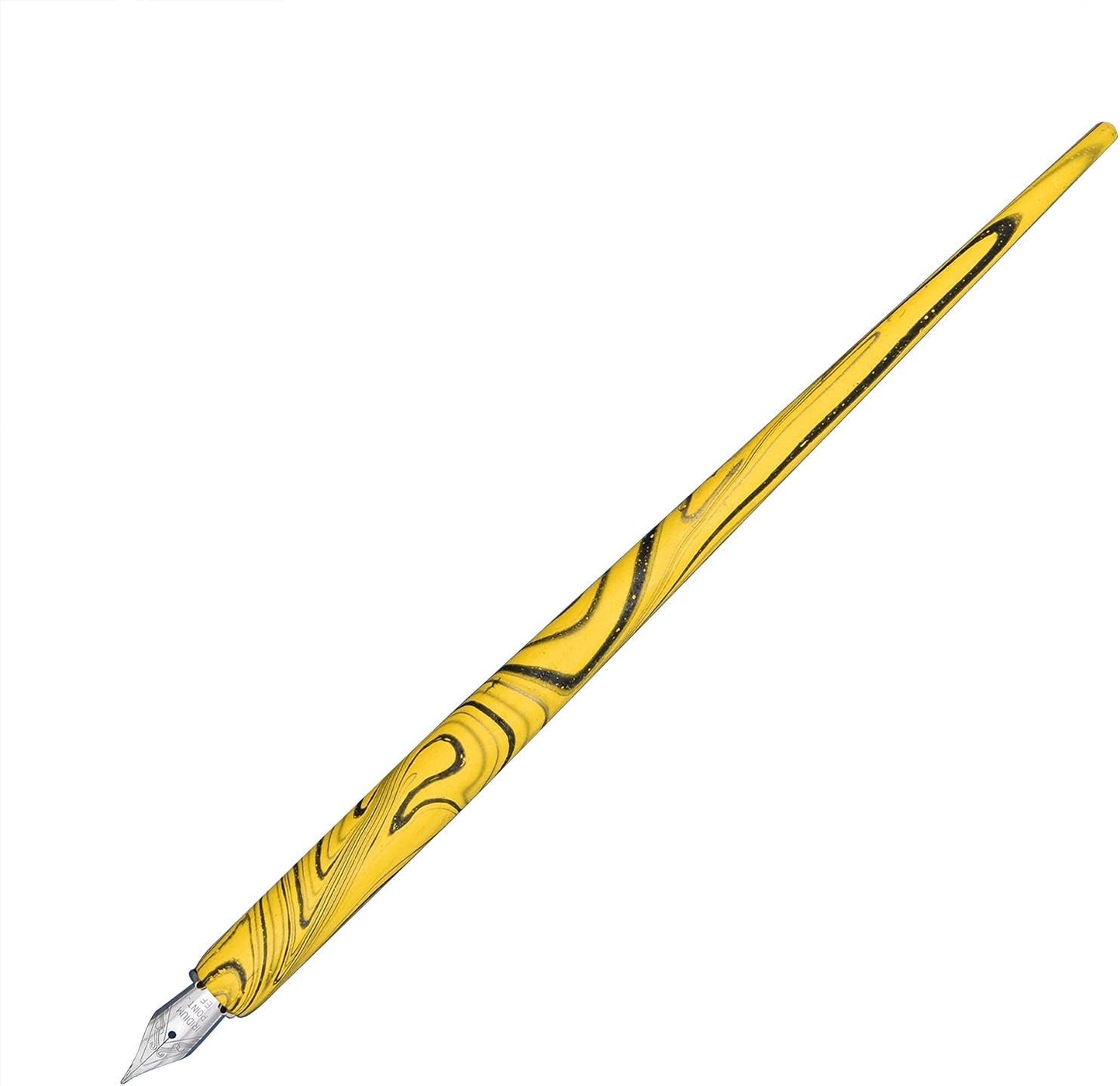 Gullor Wooden Dip Pen Calligraphy Set with Black Ink & 6 Nibs for Beginners, Kids, Writing, Signatures and Drawing, Yellow