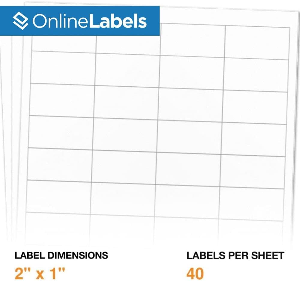 2 x 1 Rectangle Barcode Labels - Pack of 20,000 Labels, 500 Sheets - Inkjet/Laser Printer - Online Labels