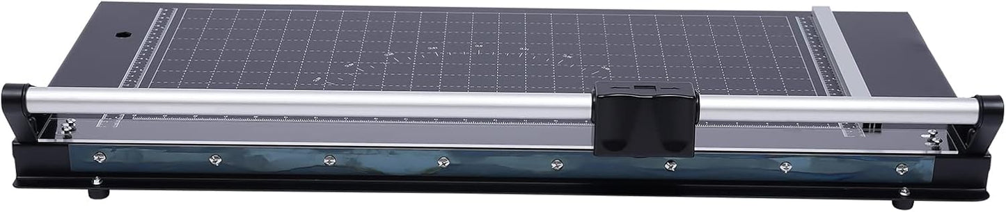 Rotary Paper Trimmer - Precision Cutting Tool with Self-Sharpening Blade for Photo Paper/Cardstock/Film, Heavy-Duty Craft Cutter for Scrapbooking & Office Use, Non-Slip Base & Angle Guide (24 inches)
