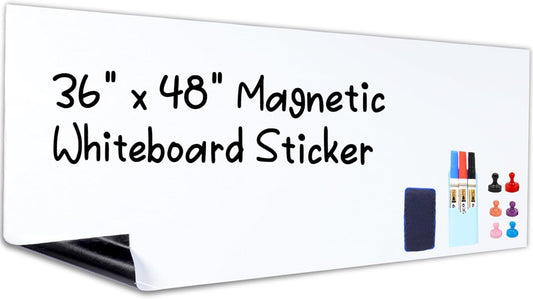 HAMIGAR Magnetic Whiteboard Contact Paper 36" x 48" Dry Erase White Board Sticker for Wall Stick on White Board Peel and Stick Wallpaper Adhesive Poster with Marker, Magnetic Eraser and Magnets
