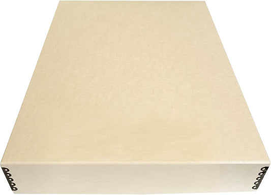Golden State Art, Archival Storage Box, Acid-Free Drop Front Museum Box with Metal Edge for Storing Artwork Photos Documents Prints Arts And Crafts (Tan-17.75x22.75x3 Inches)