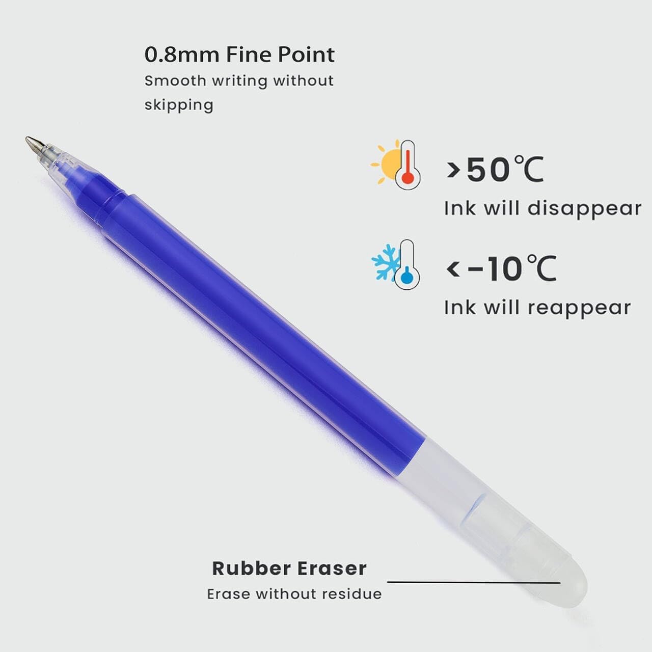 Volcanics Erasable Gel Pens Blue Ink 20 Pack Erasable Gel Ink Pens with Caps, Smooth Writing, Erasable Pens for School, Office, Drawing, Journaling