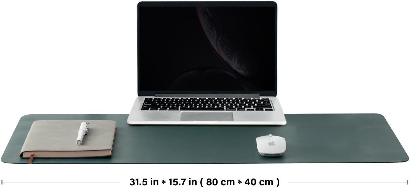 Cork Desk Mat - Dual-Sided Desk Pad for Office and Home - Desk Organization and Accessories - Ideal for Large Mouse Pad and Desk Mats on Top of Desks(Dark Green,80cmx 40cm)