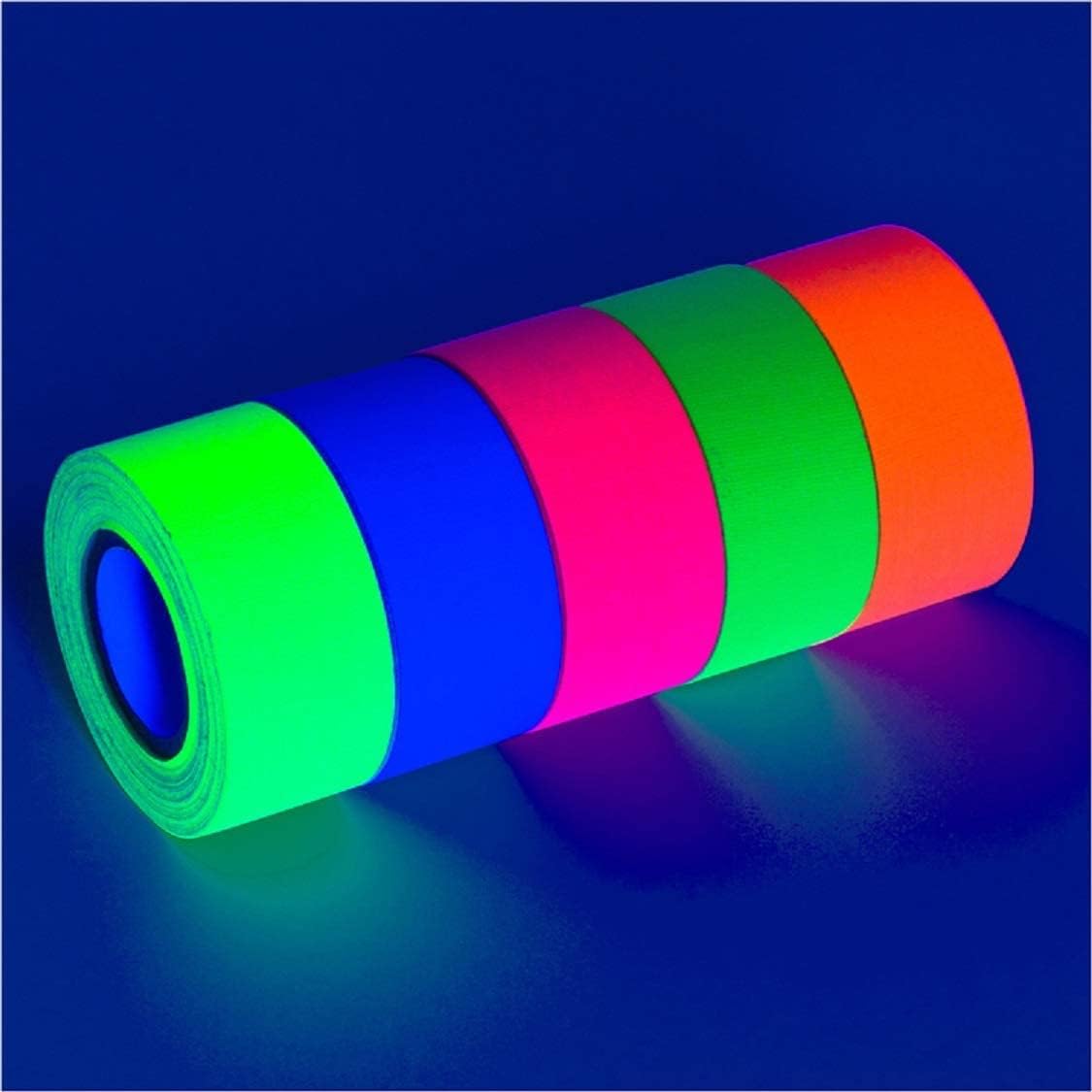 Glow King Blacklight Reactive Glow Tape | Premium UV Fluorescent Neon Party Gift for Events | Multipurpose Luminous Colored Tape for Room Decoration | Glow in The Dark Cloth Tape – 1 in x 18 ft