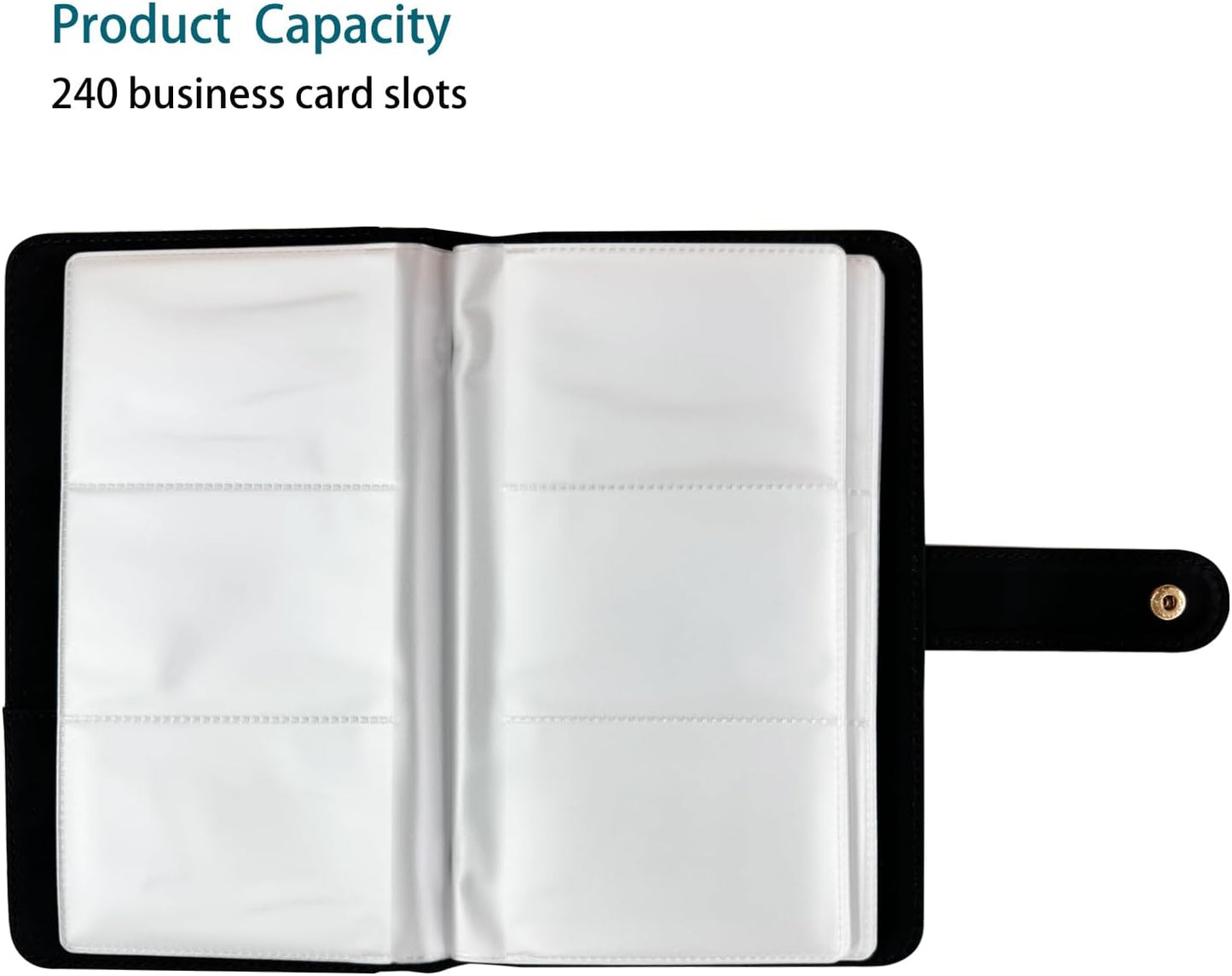 Leather Professional Business Card Holder Book Organizer, 240 Card Slots Capacity Booklet, Premium PU Name Cards Storage Folder with Soft Cover, Credit Card Binder Holder for Men/Women (Light black)