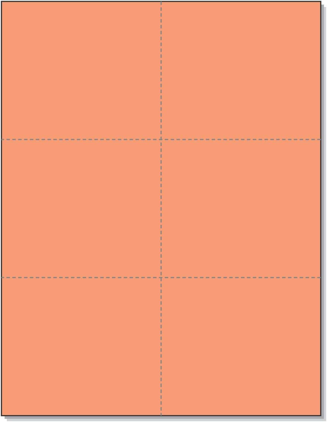 Laser Printer Blank Perforated Cards 6 up per Page (Salmon, 6000 Cards)