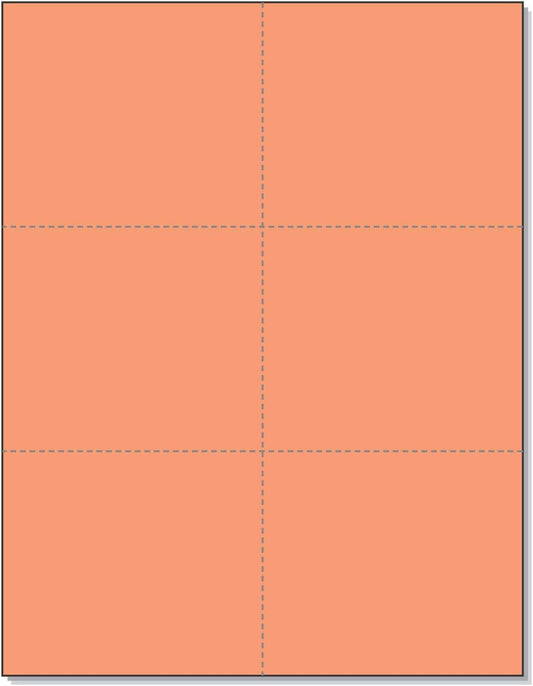 Laser Printer Blank Perforated Cards 6 up per Page (Salmon, 6000 Cards)