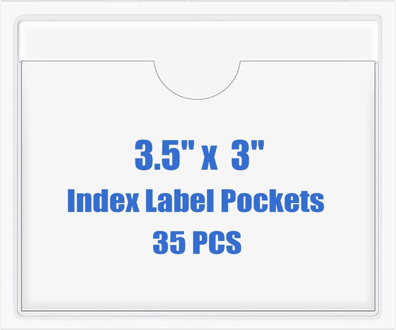 Origin-Joy 35 PCS Self Adhesive Index Card Pockets with Top Open, Clear Plastic Label Holder for Cards of Note, Library and Business, Adhesive Label Pockets & Card Holder (3.5 x 3 inch)