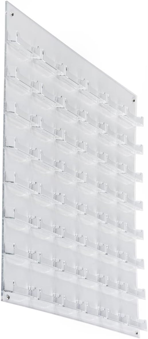 Displays2go 48 Pocket Wall Business Card Holder - Business Card Organizer and Holder with 0.75" Deep Pockets - Clear Acrylic (BCCLWM48)