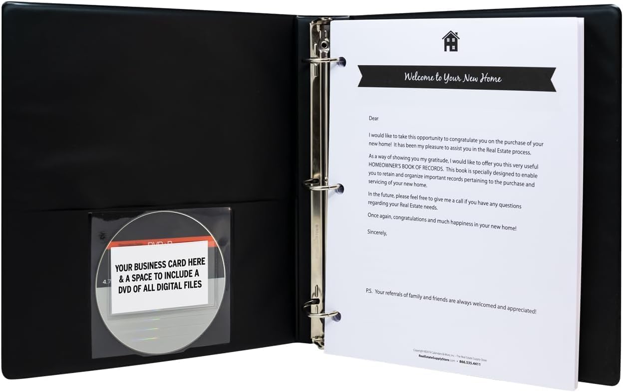 Homeowner's Book of Records Binder, Organize Household Receipts and Home Repair Record Keeping (Black and Navy)